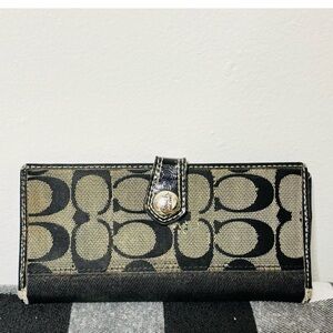 Coach Black and Tan Signature Wallet